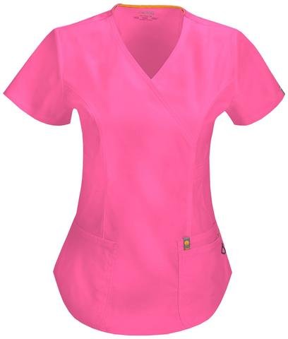 Certainty Mock Wrap Top - Shocking Pink