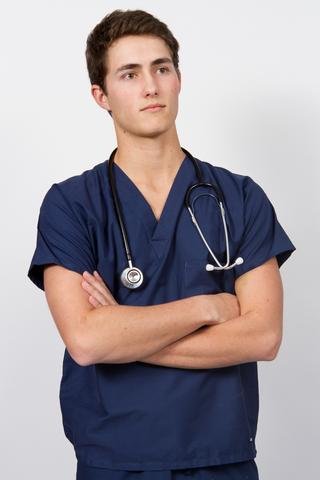 Unisex V-Neck Scrub Top - Navy